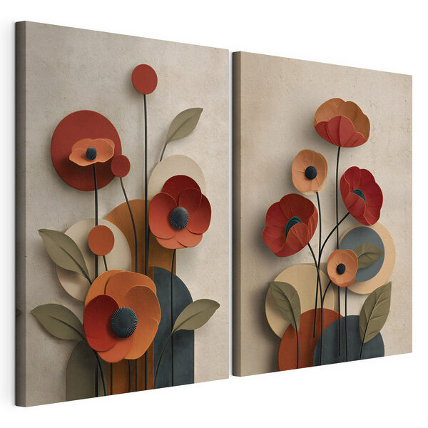 Bloemencollage Modulaire canvasprint Bloemencollage