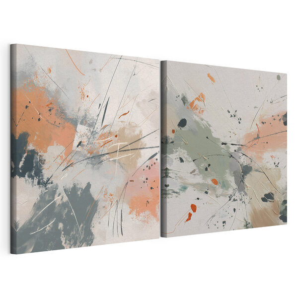 Hier komen dynamische kleurvlekken samen Modulaire canvasprint Hier komen dynamische kleurvlekken samen