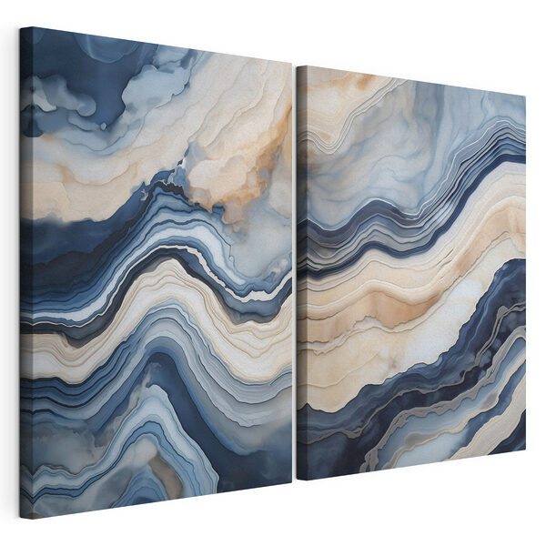 Stromende golven in rustige kleuren Modulaire canvasprint Stromende golven in rustige kleuren