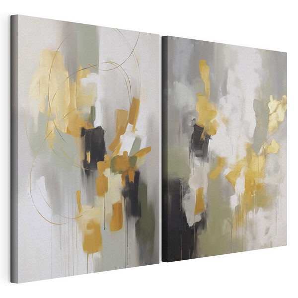 Abstracte voorstellingen in zachte tinten Modulaire canvasprint Abstracte voorstellingen in zachte tinten