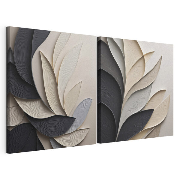 Elegante lagen van vloeiende vormen Modulaire canvasprint Elegante lagen van vloeiende vormen