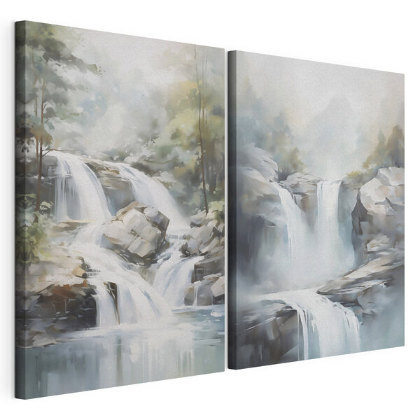Schilderij van een waterval Modulaire canvasprint Schilderij van een waterval