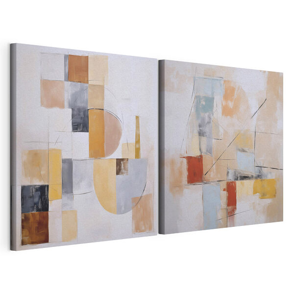Twee schilderijen in verschillende kleuren Modulaire canvasprint Twee schilderijen in verschillende kleuren
