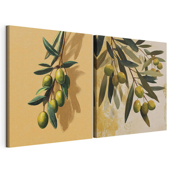 Modulaire canvasprint - Verse olijven aan sierlijke takken