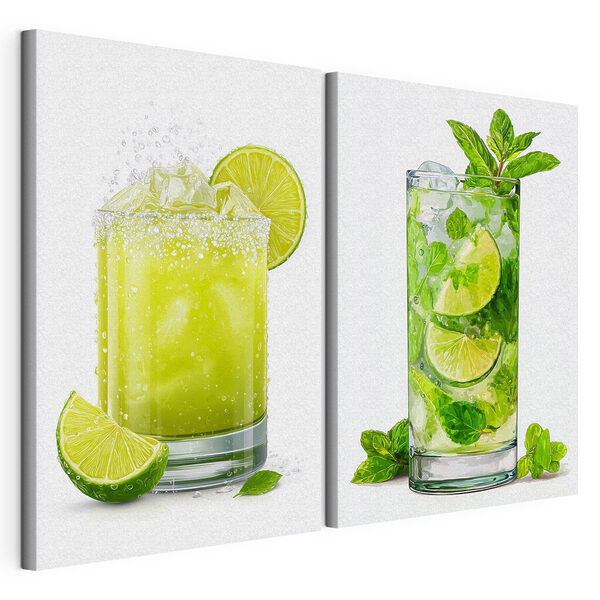 Verfrissende zomercocktails in levendige kleuren Modulaire canvasprint Verfrissende zomercocktails in levendige kleuren