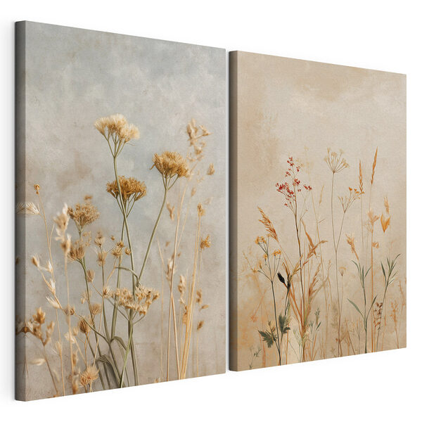 Verfijnde bloemen in zachte tinten Modulaire canvasprint Verfijnde bloemen in zachte tinten