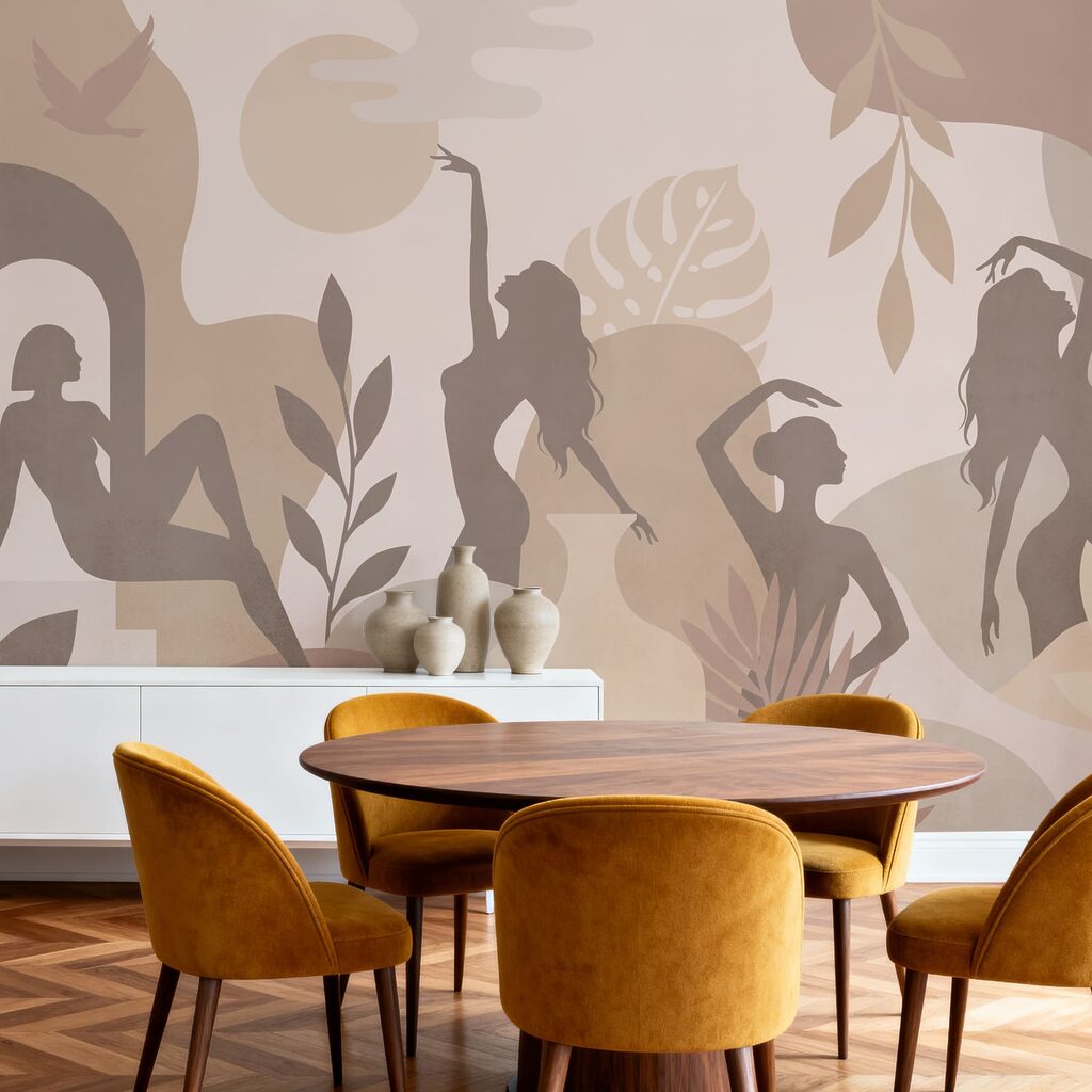 Silhouetten van vrouwen en planten