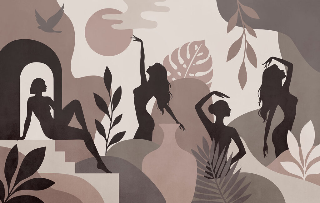 Elegant silhouettes in a serene landscape