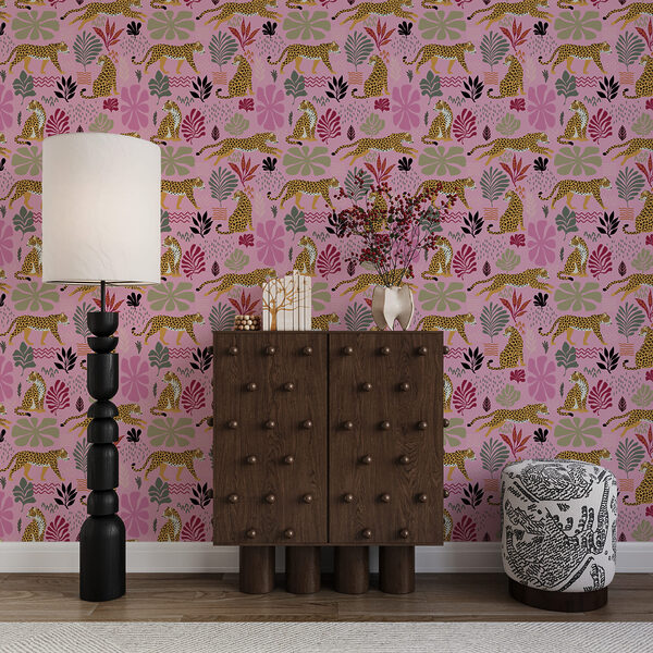 Patroon met luipaarden en bloemen Patroon met luipaarden en bloemen