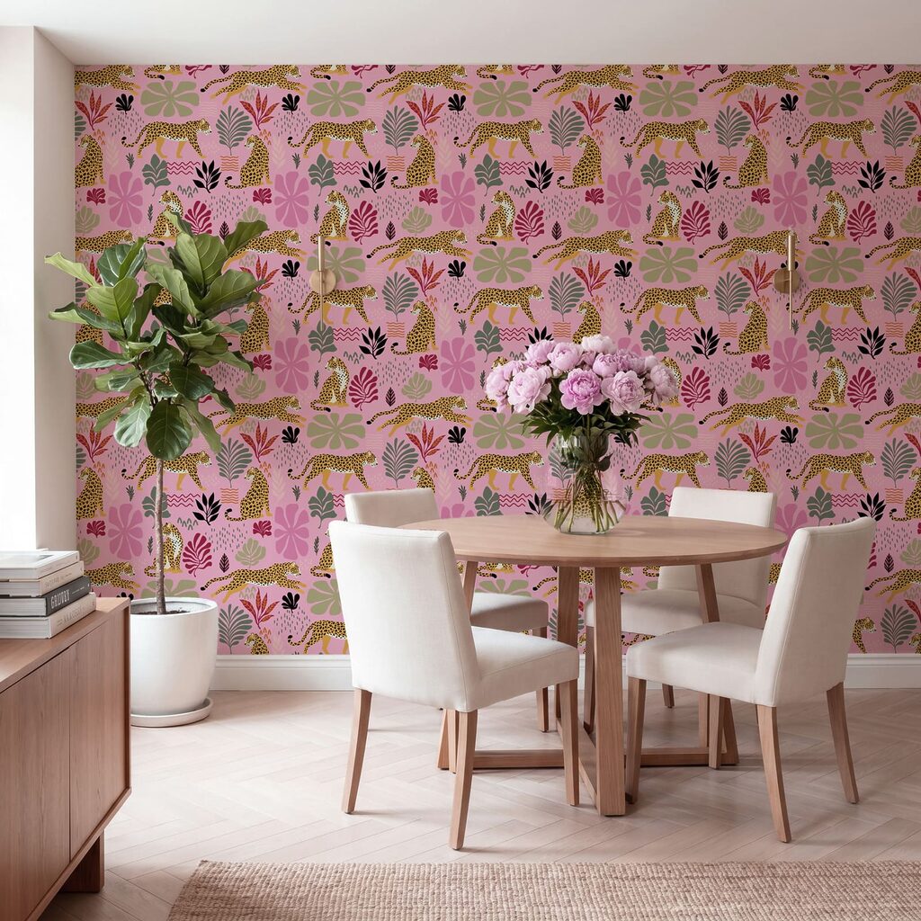 Patroon met luipaarden en bloemen Patroon met luipaarden en bloemen