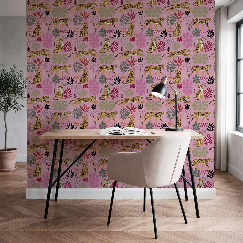 Patroon met luipaarden en bloemen Patroon met luipaarden en bloemen