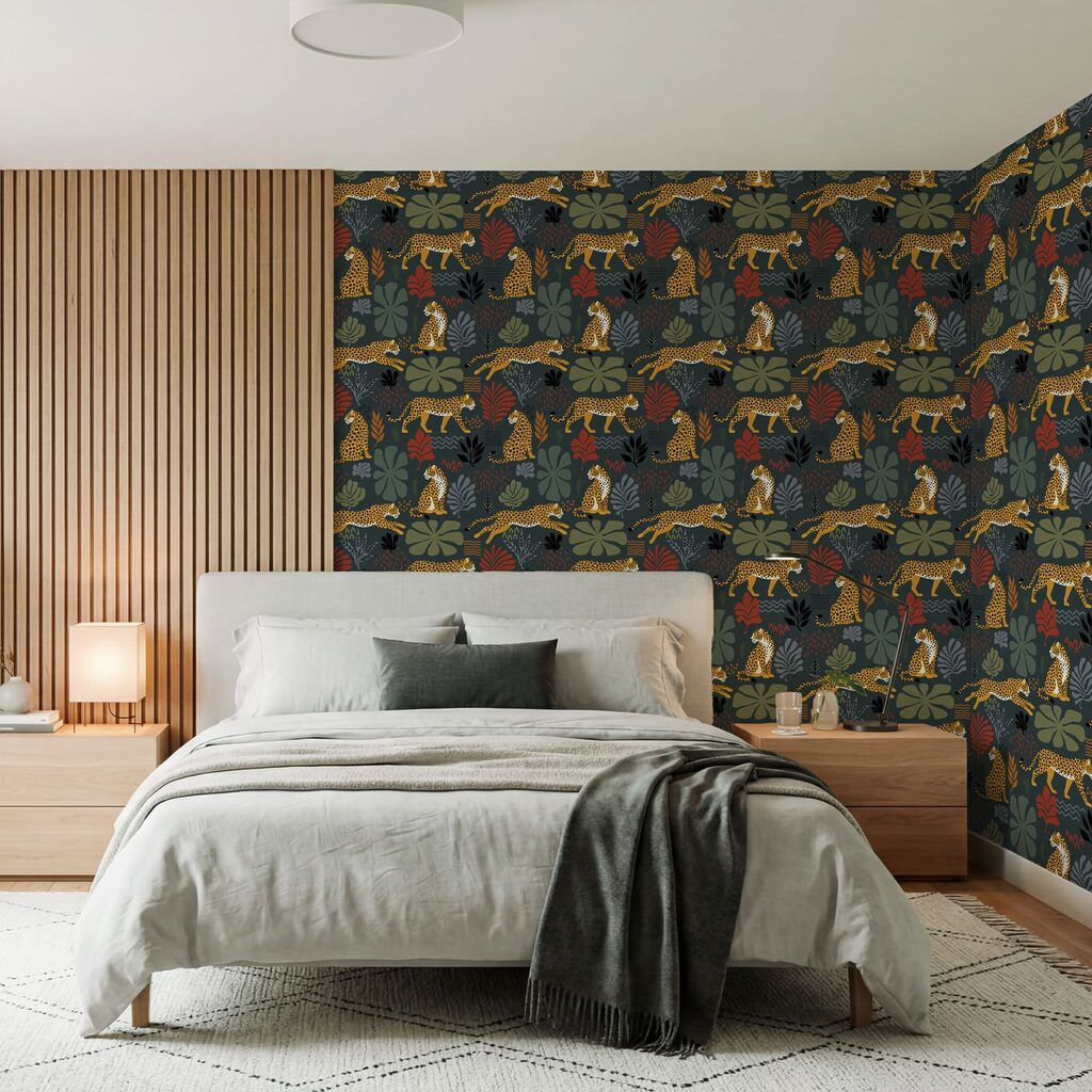 Motief met cheeta’s en planten Motief met cheeta’s en planten