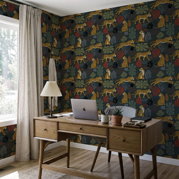 Motief met cheeta’s en planten Motief met cheeta’s en planten