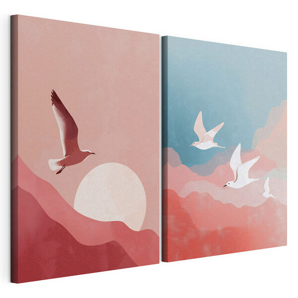 Modulaire canvasprint Modulaire canvasprint Twee vogels die in de lucht vliegen (Artikelnummer: m30227)