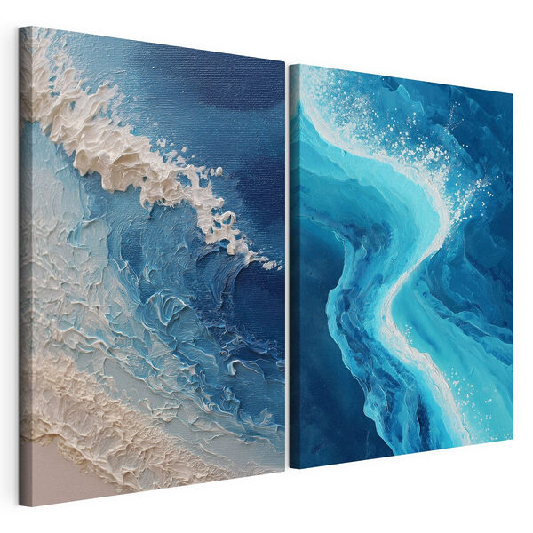 Modulaire canvasprint Stromend golven in rustige blauwtinten
