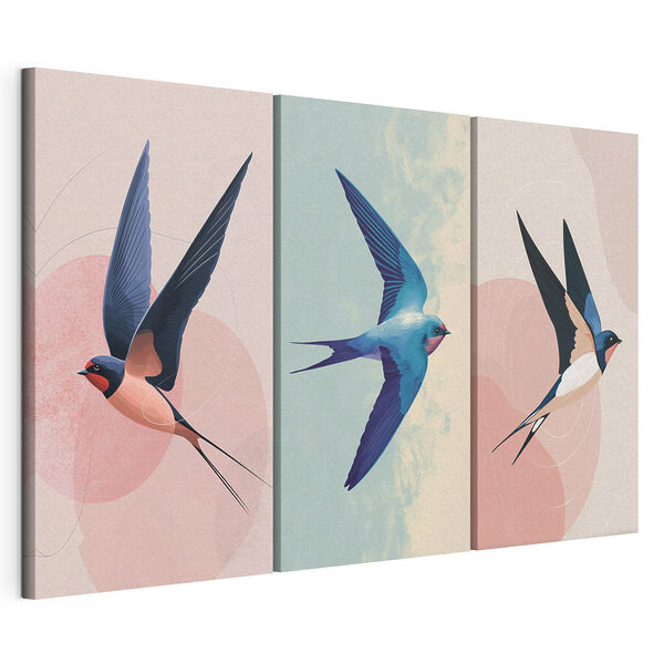 Modulaire canvasprint Een vogel die door de lucht vliegt