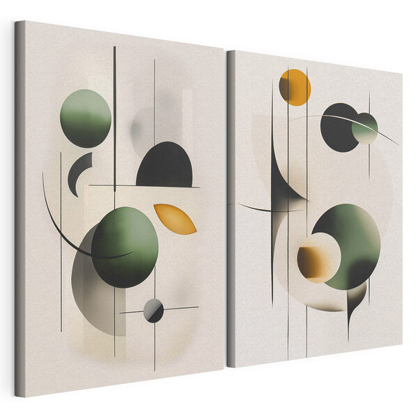 Twee afbeeldingen van cirkels en lijnen Modulaire canvasprint Twee afbeeldingen van cirkels en lijnen