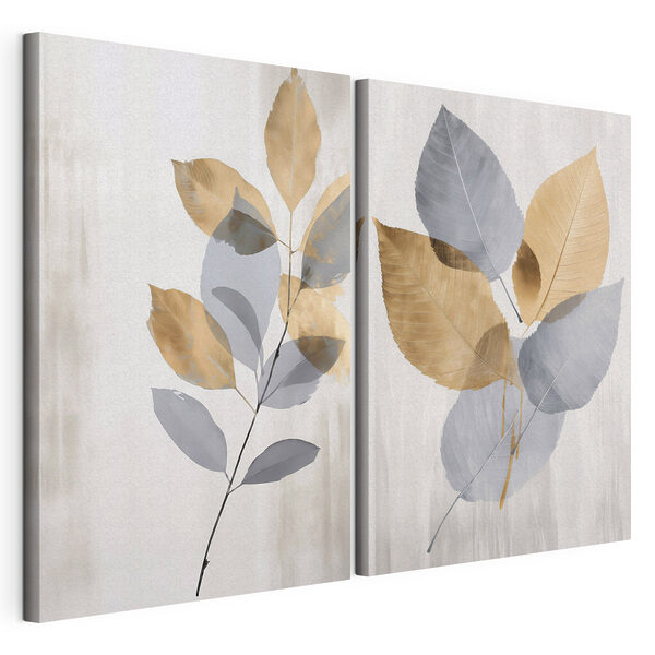 Elegante bladeren in zachte tinten Modulaire canvasprint Elegante bladeren in zachte tinten