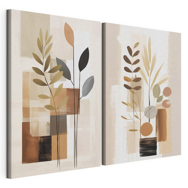 Schilderijen van planten en pleinen Modulaire canvasprint Schilderijen van planten en pleinen