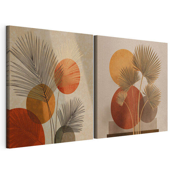 Twee afbeeldingen van een palmboom Modulaire canvasprint Twee afbeeldingen van een palmboom