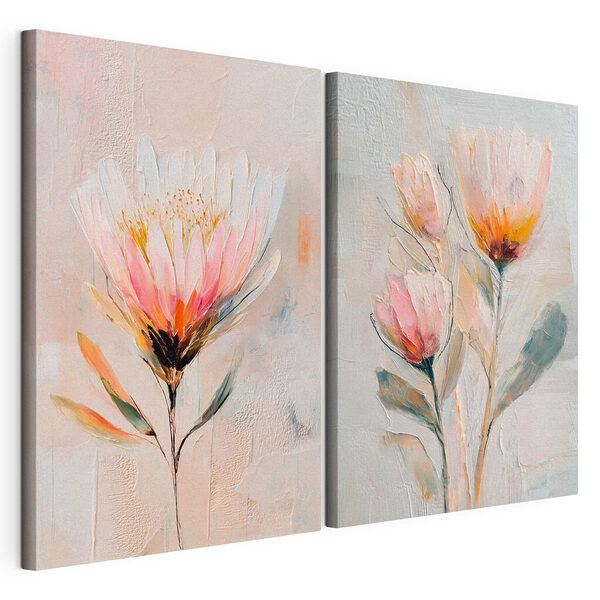 Schilderij van bloemen op doek Modulaire canvasprint Schilderij van bloemen op doek