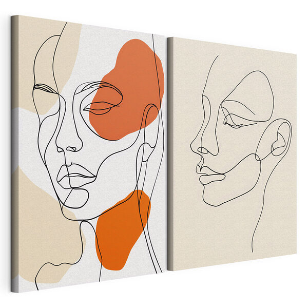 Tekening van het gezicht van een vrouw Modulaire canvasprint Tekening van het gezicht van een vrouw