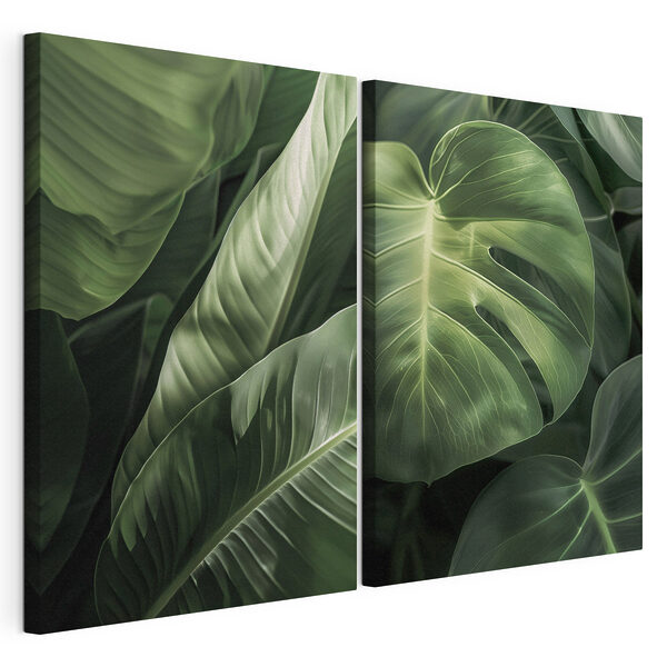 Modulaire canvasprint Weelderig groen in harmonieuze patronen