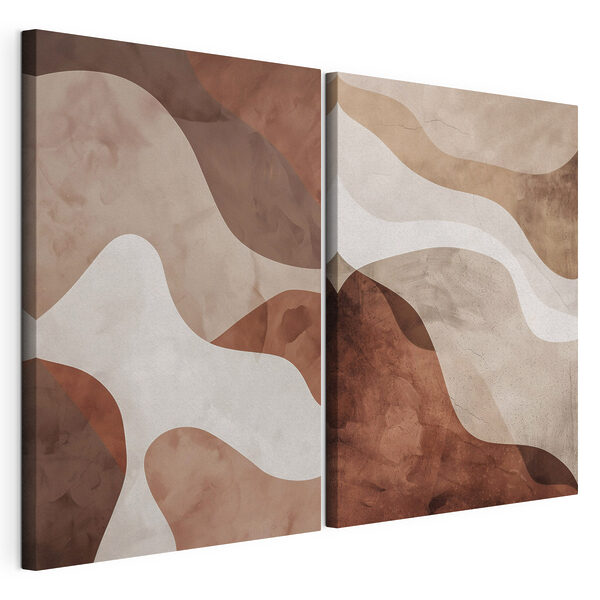 - Zachte rondingen in aardetinten Modulaire canvasprint - Zachte rondingen in aardetinten