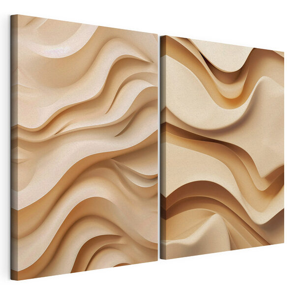 Vloeiende vormen in zachte beige tinten Modulaire canvasprint Vloeiende vormen in zachte beige tinten