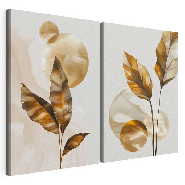 - Organische vormen in aardetinten Modulaire canvasprint - Organische vormen in aardetinten