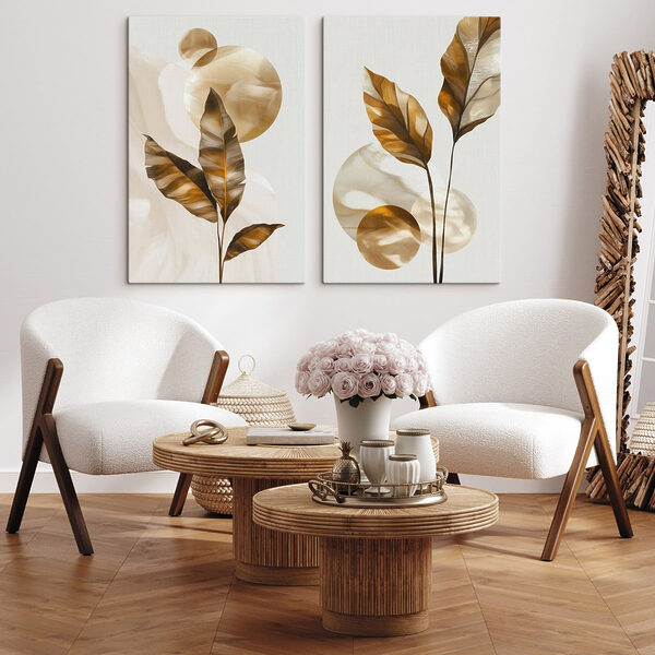 - Organic shapes in earthy tones - Organic shapes in earthy tones
