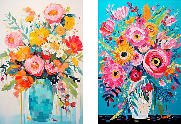 Collage of paintings of flowers Collage of paintings of flowers