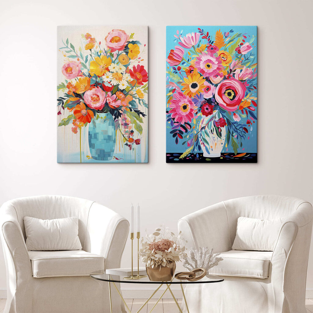 Collage of paintings of flowers Collage of paintings of flowers