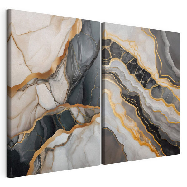 - Vloeiende lagen in contrasterende kleuren Modulaire canvasprint - Vloeiende lagen in contrasterende kleuren