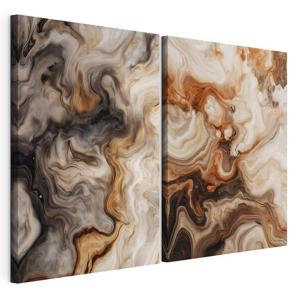 Elegante krullen in aardetinten Modulaire canvasprint Elegante krullen in aardetinten