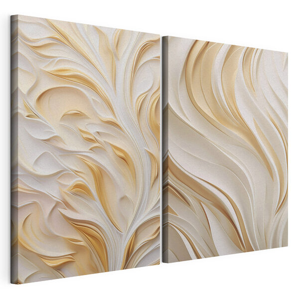 Modulaire canvasprint Vloeiende lijnen met zachte tinten