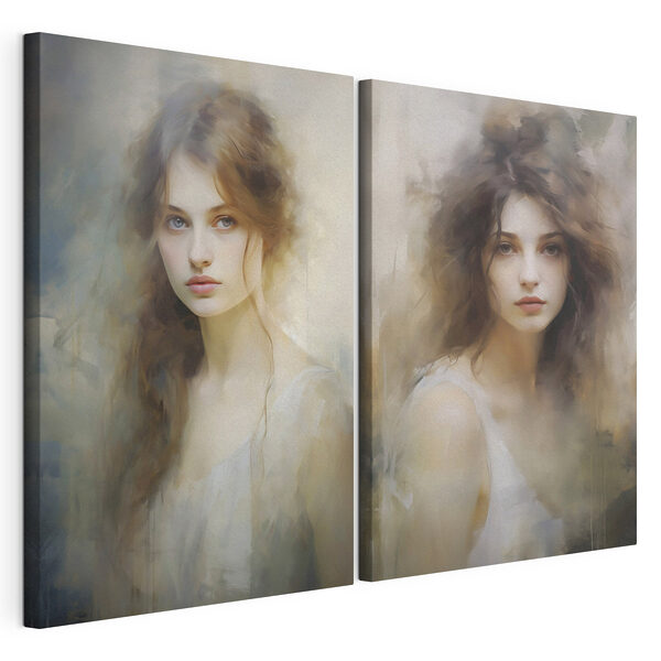 Vergelijking van het gezicht van een vrouw Modulaire canvasprint Vergelijking van het gezicht van een vrouw