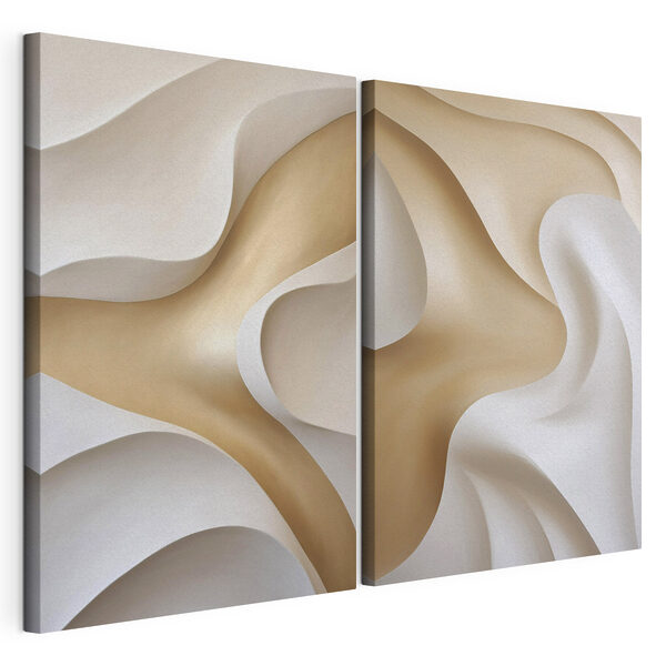 Vloeiende lijnen in zachte tinten Modulaire canvasprint Vloeiende lijnen in zachte tinten