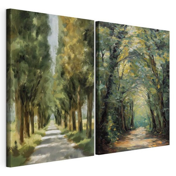 Pad met bomen erlangs Modulaire canvasprint Pad met bomen erlangs