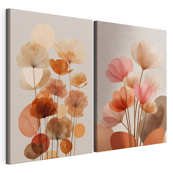 Zachte tinten in bloeiende harmonie Modulaire canvasprint Zachte tinten in bloeiende harmonie