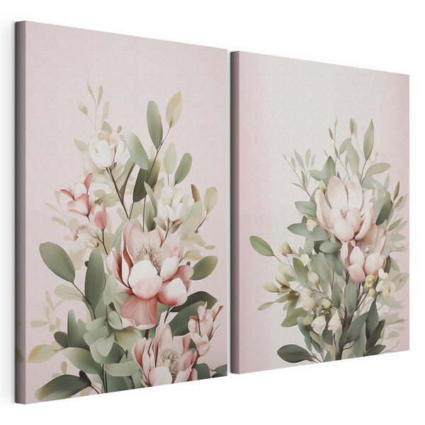 Verfijnde bloemen in zachte tinten Modulaire canvasprint Verfijnde bloemen in zachte tinten
