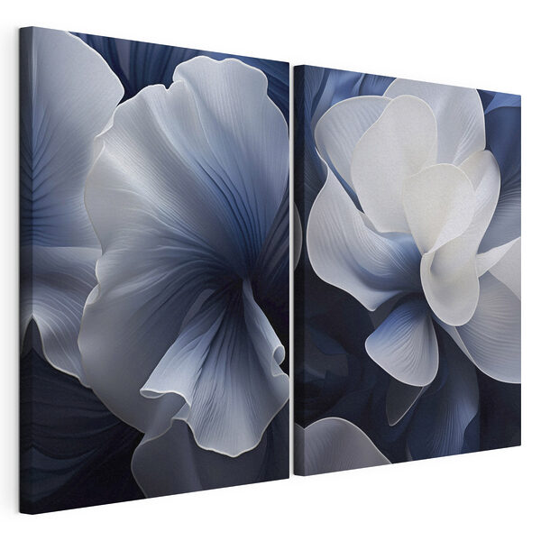 Modulaire canvasprint Fijne bloemblaadjes in koele tinten