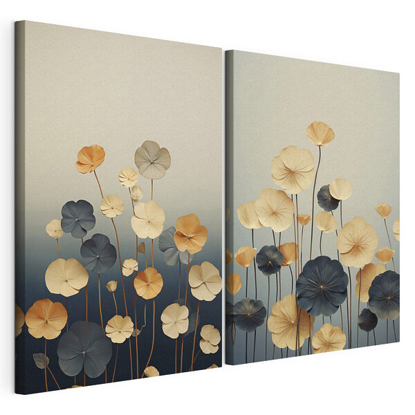Verfijnde bloemen in zachte kleuren Modulaire canvasprint Verfijnde bloemen in zachte kleuren