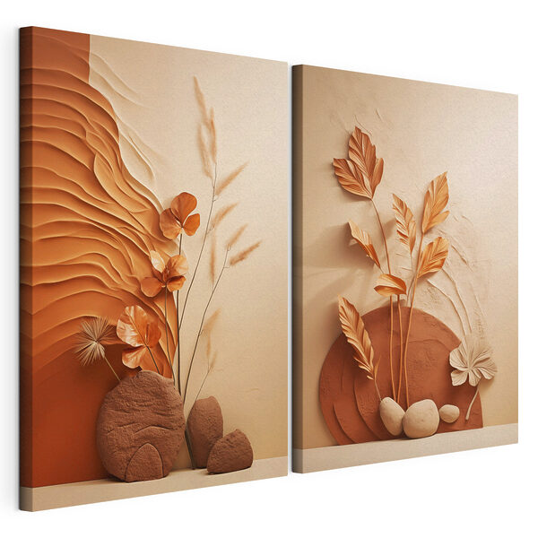- Elegante vormen in aardetinten Modulaire canvasprint - Elegante vormen in aardetinten
