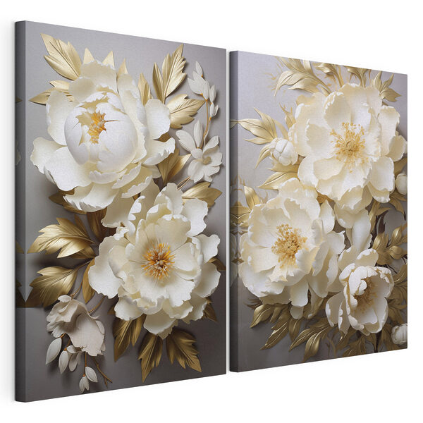 Collage van witte bloemen Modulaire canvasprint Collage van witte bloemen