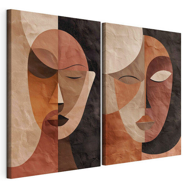 Een paar gezichten in verschillende kleuren Modulaire canvasprint Een paar gezichten in verschillende kleuren