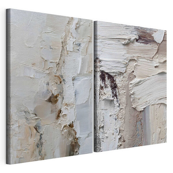 Zachte tinten en vloeiende texturen gaan naadloos in elkaar over Modulaire canvasprint Zachte tinten en vloeiende texturen gaan naadloos in elkaar over