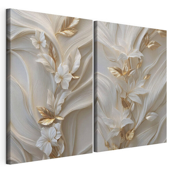 Modulaire canvasprint Elegant bloemmotief in zachte tinten