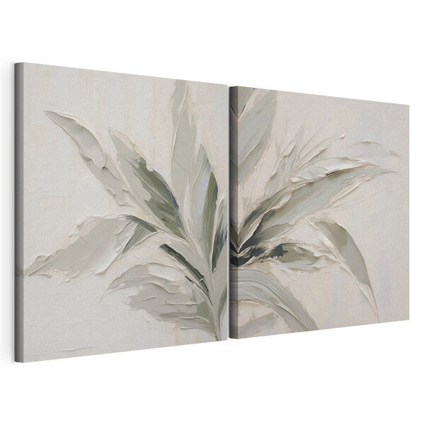 Weelderige bladeren in zachte tinten Modulaire canvasprint Weelderige bladeren in zachte tinten