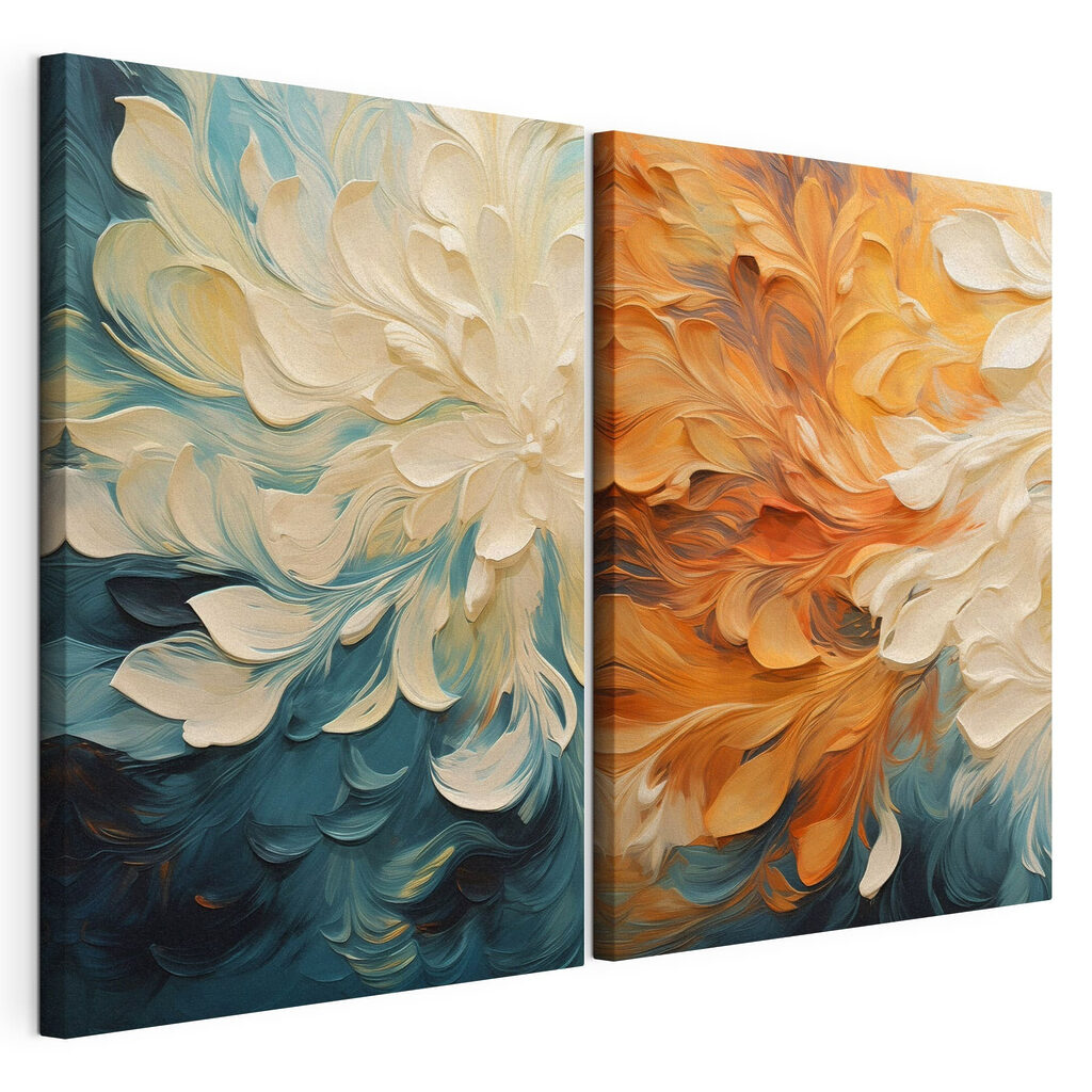 Two images of flowers on a canvas Two images of flowers on a canvas